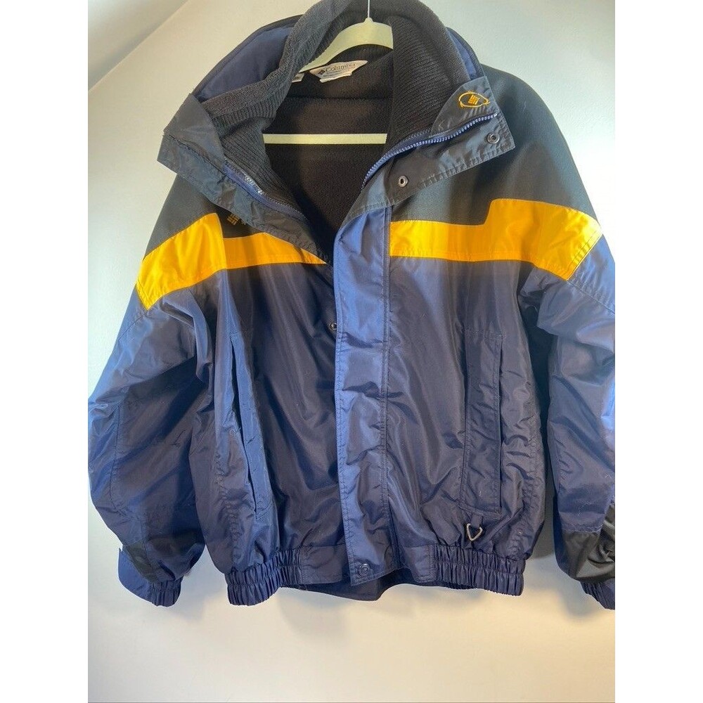 Columbia Bugaboo Winter Coat Navy Yellow Fleece Lined Mens Med
